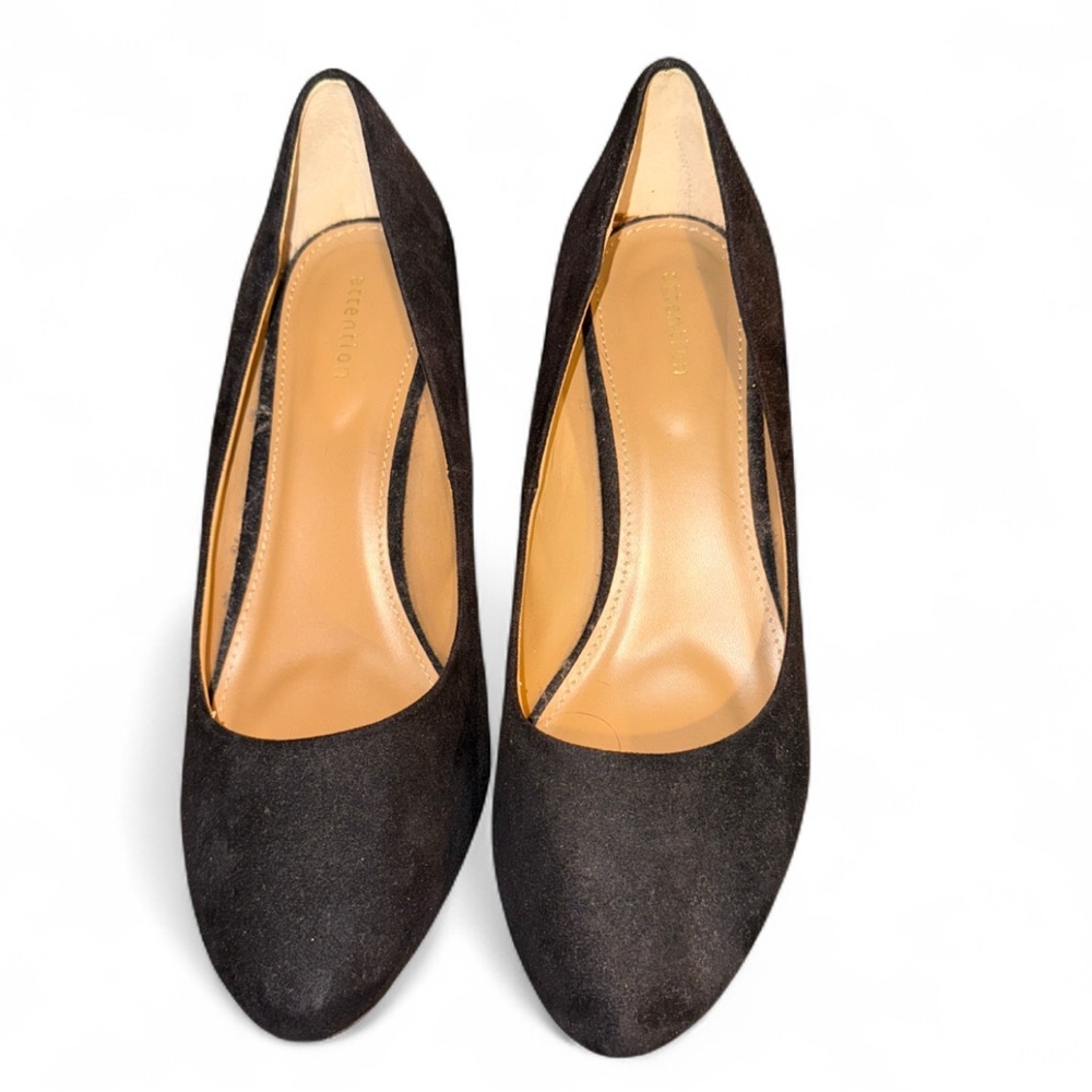 Attention Harley Wedge Pump Heels Black Microsuede Women’s Size 9 Wide Versatile